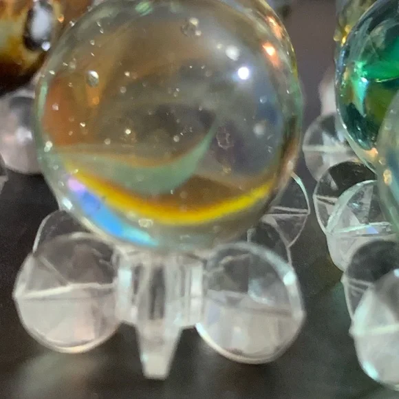 Vintage Bennington & Cat's Eye Colorful Clay & Glass Marbles Multi-Color Marbles - Picture 7 of 16